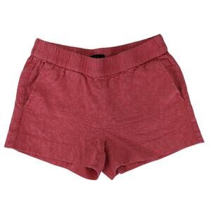 J.Crew Women Coral Pink Textured Jacquard Cotton Elastic Waist Shorts A6063 Sz 2